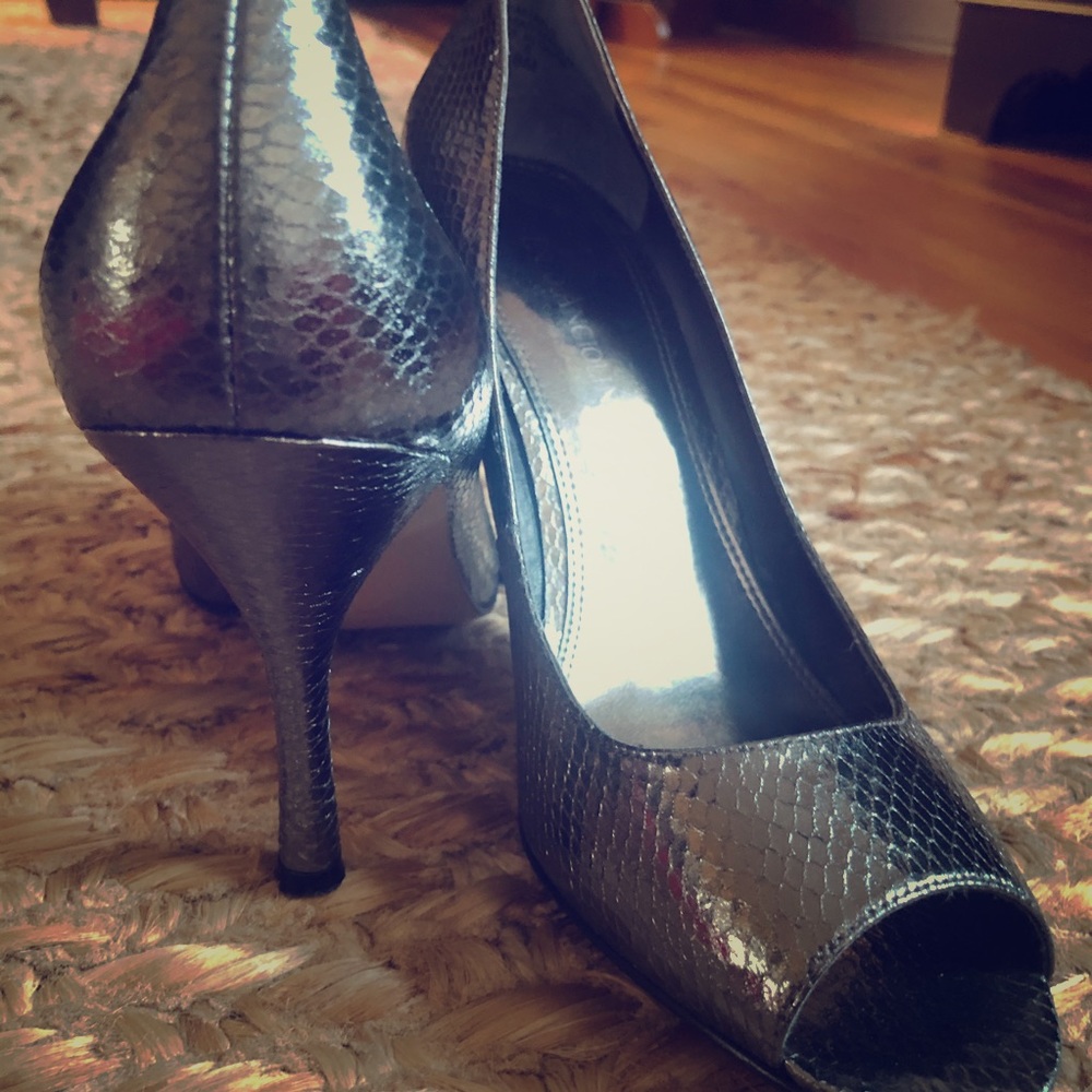 Enzo Angiolini “snake skin” peep toe heels